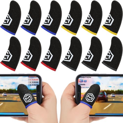Jiuguva 120 Pcs Gaming Finger Sleeves with Pattern for Mobile Game Controllers Finger Sleeve Anti Sweat Play Controller Thumb Sleeve Breathable Thumb Covers Touchscreen(Multicolored) by Jiuguva