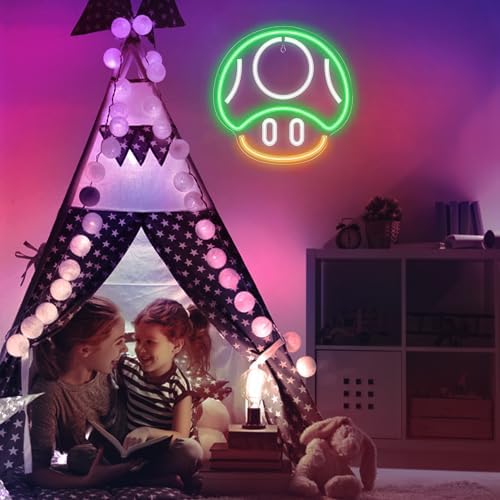 Kavaas Gaming Neon Sign, Mushroom Neon Sign for Game Room Decor, Man Cave, Kids Room - Gaming Mushroom Wall Decor - Gamer Gifts for Boys, Kids (Green) - Image 6