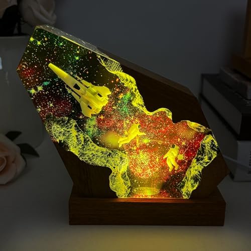 Epoxy Space Resin Lamp, Handmade Astronaut Lamp with Multi-Color LED Light by MASDEC