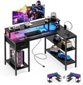 DUMOS Gaming Desk, Monitor Stand, LED Lights, Storage Shelves by DumosLifestyle