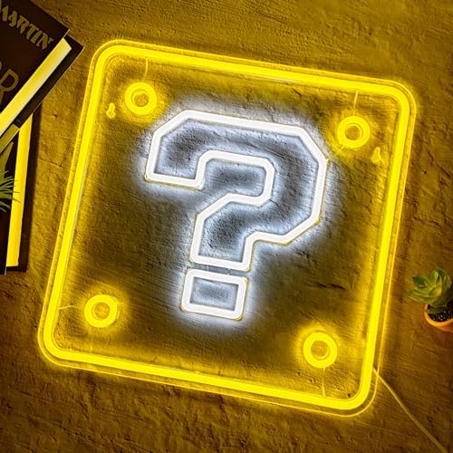 Question Block Neon Sign,Question Square Led Gamer Neon Light USB Powered Led Night Lights for Game Room Wall Decor,Man Cave,Teen Boy Room Decor,Gamer Gifts for Boys, Kids - Image 5