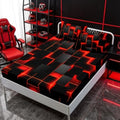 HOSIMA Red Black Geometric Queen Bedding Sets,1 Fitted Sheet+2 Pillowcases. by HOSIMA