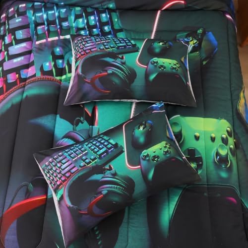 Gamer Comforter Sets for Teen Boys,Gaming Bedding Sets Twin,Video Game Bedspread,Game Gamepad Bedrooom Bed Set,Controller Gamer Home Decor 3 Piece - Image 5