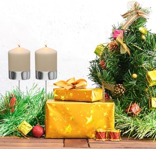 Luxshiny Candle Holder with Spike 6 Pack Metal Candle Cups for Christmas Tree Decoration Desk Insert Cup Party Favors 2.75 X 1.65 X 1.65 in - Image 4