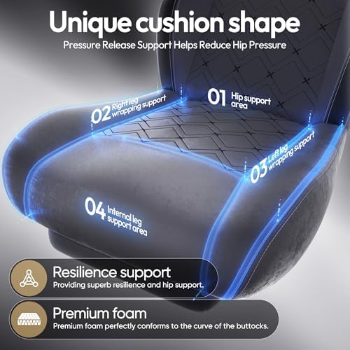Dowinx Gaming Chair with Heated Massage Lumbar Support,Big and Tall Fabric Gaming Chairs for Adults with Footrest, Ergonomic Computer Game Chair with Poket Spring Cushions, 350lbs, Gray - Image 5