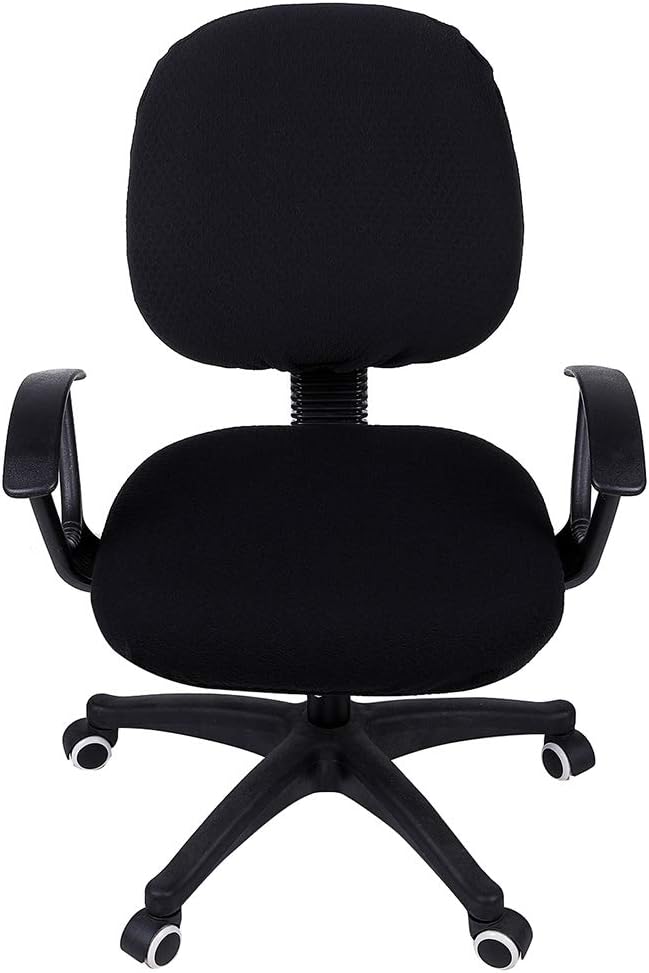 Smiry Office Computer Chair Covers for Desk Rotating Chair Protector | Stretch Jacquard Removable Washable Universal Slipcovers, Seat + Backrest Cover, Black - Image 2