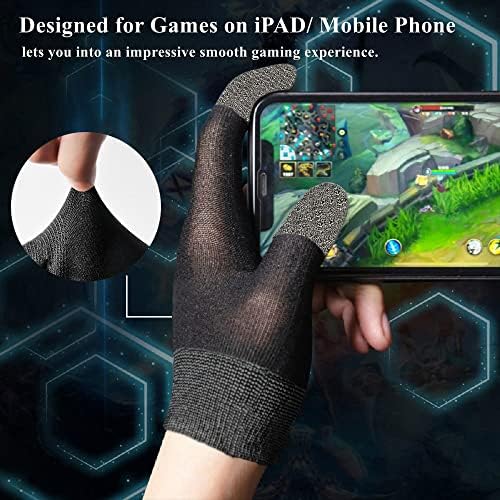 Gaming Gloves for Sweaty Hands, Ultra-Thin Breathable Touchscreen Game Gloves with Thumb Finger Sleeves for iPad Tablet/Mobile Phone - Image 4