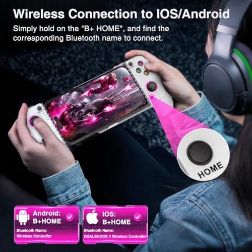 NealGamefy Phone Controller for iPhone/Android - Mobile Gaming Controller with Hall Effect Joystick, Phone Case Support, Turbo Function, Dual Vibration- Phone Controller Compatible with More Games - Image 3