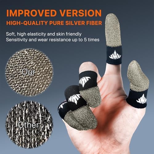 Jwh 12 Pack Mobile Phone Gaming Accessories Thumb Finger Sleeves Storage Box 0.15 Ultra Thin Pure Silver Fiber Silky Sensitive Tip Covers Guantes para Dedales Dedos Gamer Profesionales Pubg Glove - Image 6