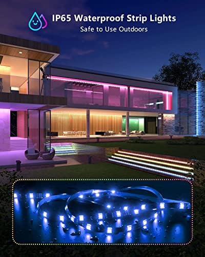 MIHEAL 5050 WiFi RGB LED Strip 65.6Ft IP65 Waterproof Black PCB Kit - Image 2