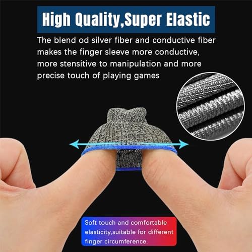 6 Pack Finger Sleeves for Gaming Compatible with All Touchscreen Devices Smooth Feel Anti-Sweat Extremely Thin Blue Edge - Image 3