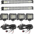 LED Light Bar Kit for Truck, (2) 26 Inch Slim LED Light Bars, (4) 4 Inch LED Lights Pods, (2) 12V 24V Wiring Harness Off-Road Driving Lights for Pickup Golf Cart SUV ATV UTV 4x4 Van Camper by SanYoung-AutomotiveLights