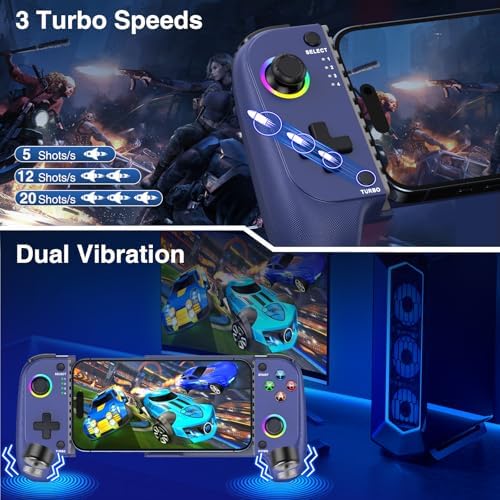 NealGamefy Phone Controller for iPhone/Android - Mobile Gaming Controller with Hall Effect Joystick, Phone Case Support,Turbo Function, Dual Vibration- Phone Controller Compatible with More Games - Image 5