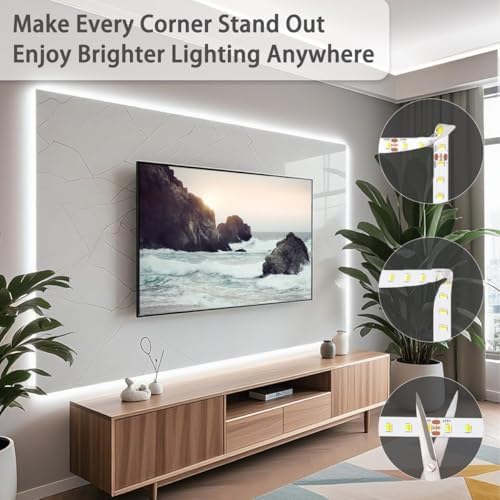 Tenmiro White LED Strip Lights 30ft (1200 LEDs) Super Bright 25000K Daylight White, 3Color Temperature Dimmable with Smart App & Remote Control for Bedroom Kitchen Commercial Home Lighting Decor - Image 6