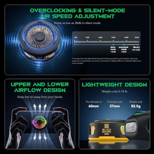 Black Shark FunCooler 5 Magnetic Cell Phone Cooler for Gaming, Portable Mobile Phone Cooling Fan with RGB Light, Cellphone Radiator for iPhone Magnetic Series/Android/Tablet/iPad (Black) - Image 6