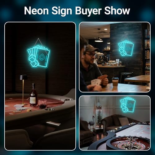 Blue Poker Neon Sign Dice Neon Sign Bar Casino Party Decoration - Image 4