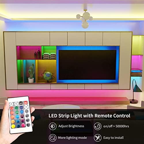 RGB LED Strip Lights for Bedroom, 8ft Color Changing LED Light Strip with Remote Control and PU Coating for Home Decor, Kitchen, Dorm Room, Party, Festival, ETL Listed - Image 2