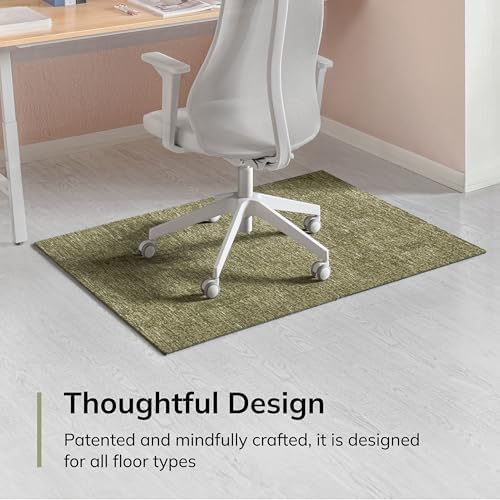 Anji Mountain 54" x 40" Rug'd Office Chair Mat for Carpet & Hardwood Floor | Low Pile, Anti-Slip Felt Backing for Rolling Chairs, Easy Glide Floor Protector Mat for Home Office, Burlington Green - Image 3