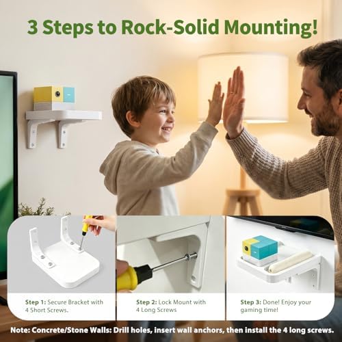 RIBOTS Wall Mounted Holder for Nex Playground Game System with Silicone Remote Case Cover, Wood Shelf for Console & Remote, 3-Step Easy Setup, Storage Organizer for Nex Playground Kids & Families - Image 6