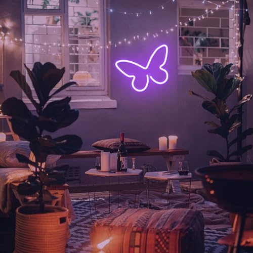 2 PCS Butterfly Neon Signs Purple Butterfly LED Neon Light for Bedroom - Image 6