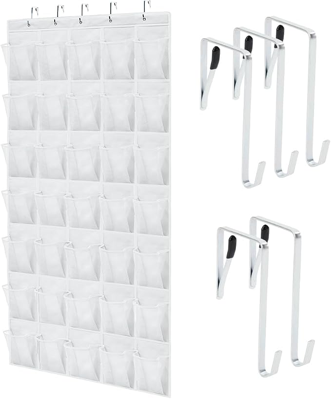 GORILLA GRIP Over the Door Shoe Organizer, 35 Large Pockets, White by Unknown