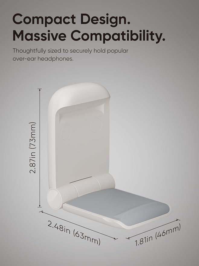 MAMUVIMO Headphone Stand, Headset Stand Foldable ＆ Sticky, Headphone Holder Hook Mount with Non-Slip Silicone, Adhesive Earphone Desk Hanger Clip Space-Saving for Airpods Max, All Earphones- Starlight - Image 8