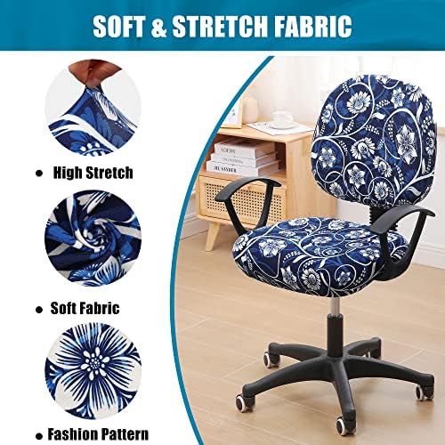 Smiry Stretch Printed Office Computer Desk Chair Covers for Seat & Backrest | Stretch Fit, Soft Fabric Universal Washable Removable, Anti-Dust Rotating Chair Slipcovers Protector - Image 6