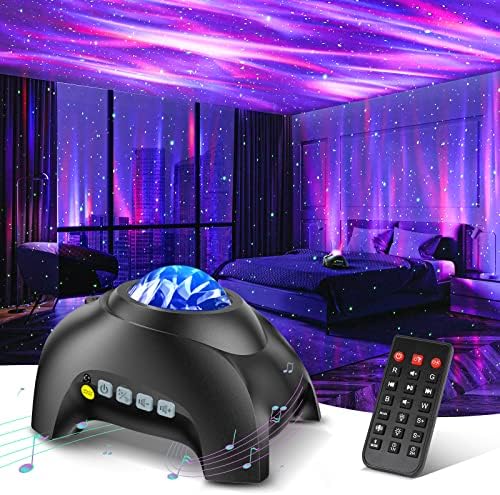 Northern Galaxy Light Aurora Projector with 33 Light Effects, Night Lights LED Star Projector for Bedroom Nebula Lamp, Remote Control, White Noises, Bluetooth Speaker for Parties Black by HODANSLIGHTPROJECTOR