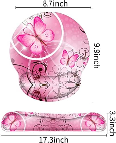 RICHEN Keyboard Wrist Rest and Mouse Pad with Wrist Support, Memory Foam Set for Gaming and Office, Comfortable & Lightweight for Easy Typing & Pain Relief (Pink Butterfly) - Image 2