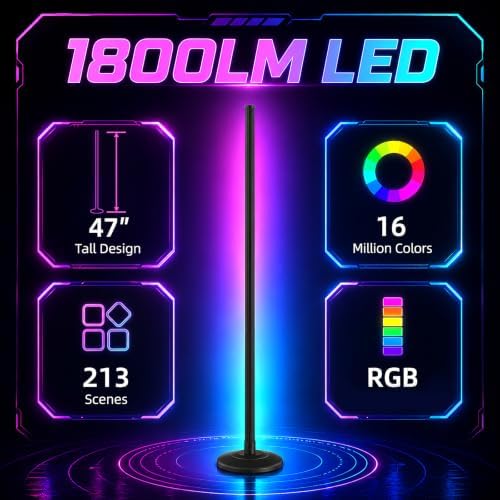 Bevenus RGB Corner Floor Lamp,1800LM LED Standing Lamp for Gaming Room,1P - Image 4