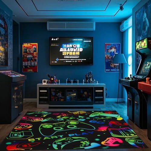 Colorful Video Game Carpet Rugs for Gamer Kids Boys Mens Room Bedroom Decor, Cool Gamepad Controller Area Rug Under Desk Table Chair Sofa, Washable Teens Bedside Floor Rug Mat 3'x5' - Image 2