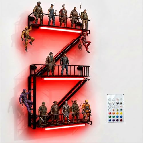 Fire Escape Wall Shelf, Iron Fire Escape Shelf with 15 Colors LED Light by Unknown