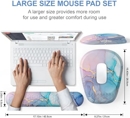 Mouse Pad with Wrist Rest, Comfortable Memory Foam Wrist Rest for Computer Keyboard, Ergonomic Mouse Pad Set for Easy Typing & Pain Relief - Blue Pink - Image 5