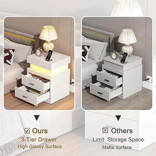 ChooChoo LED Nightstand with Charging Station and Sliding Storage - Image 5