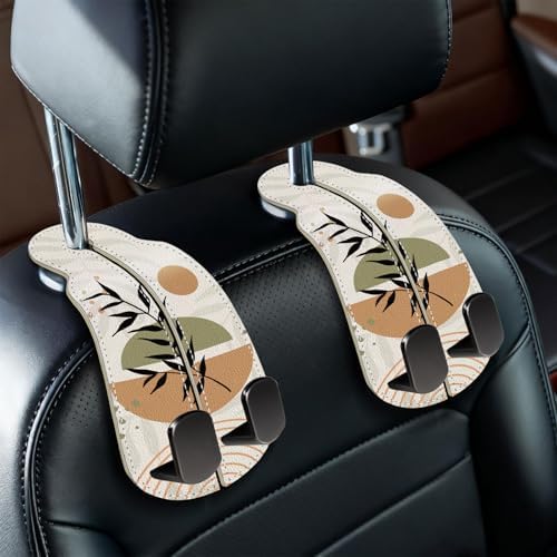 Blusabaca 2PCS Car Seat Headrest Hooks, Purses Bags Holder, Boho Leaves by Blusabaca