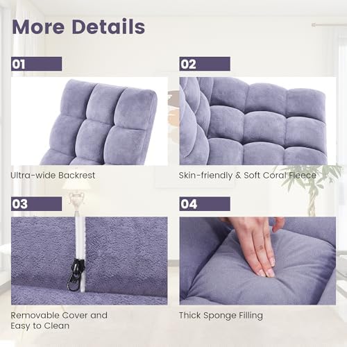 Murago Floor Chair with Back Support, 14 Adjustable Position, Light Grey | Japanese Meditation Folding Floor Seating, Gaming Chair Recliner with Comfy Cushion, for Adults, Living Room - Image 6