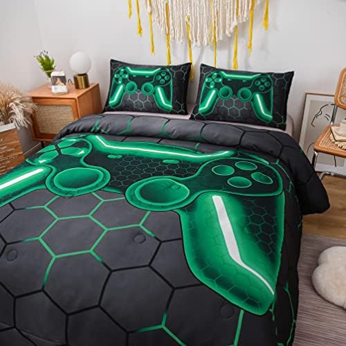 NTBED Game Console Comforter Set for Boys Girls Kids Geometric Lightweight Microfiber Bedding Sets (Green, Twin) - Image 2