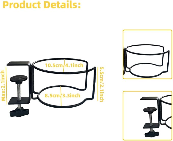 Desk Cup Holder,Mug Hooks Compatible with Most Cups & Bottles - Image 3