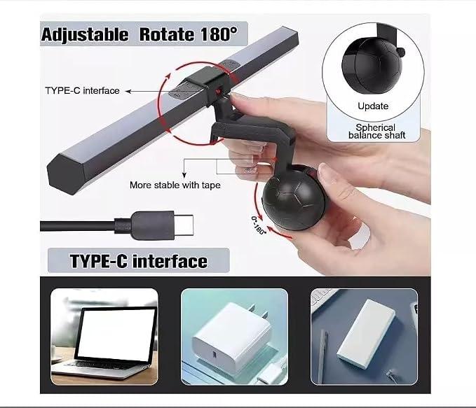 USB LED Lamp for Computer Monitor - Adjustable Brightness & Color Temperature, USB Powered, Matte Graffiti Finish, 40 cm, 5W, Eye-Care, Easy Installation, Perfect for Reading, Laptop, and Study - Image 8