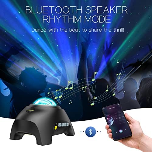 Northern Galaxy Light Aurora Projector with 33 Light Effects, Night Lights LED Star Projector for Bedroom Nebula Lamp, Remote Control, White Noises, Bluetooth Speaker for Parties Black - Image 4