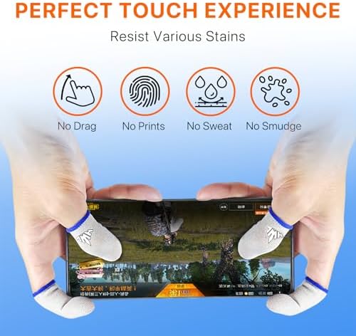 JWH 6 Pack Ultra Thin Silver Fiber Gaming Finger Sleeves White Thumb Sleeves Mobile Gaming Cots Gaming Finger Gloves for PUBG Tightly Woven Wire Silky and Sweat Proof Fundas para Dedos Gamer - Image 5