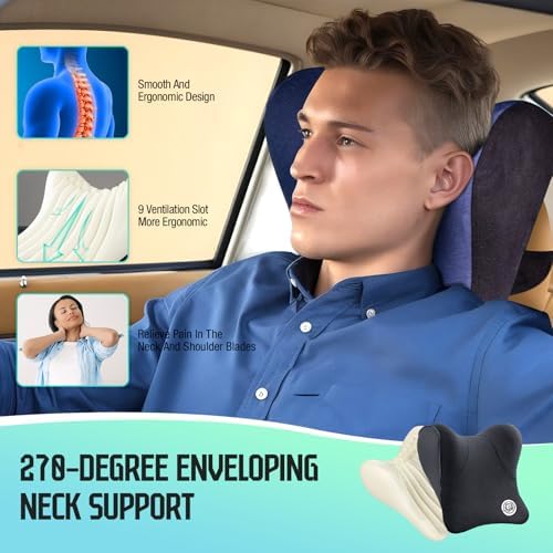 Car Neck Pillow for Driving Seat, Soft Memory Foam Headrest Pillow with Adjustable Strap and Removable Cover, Ergonomic Neck Support for Car, Office Chair, Gaming Chair – Yellow - Image 3