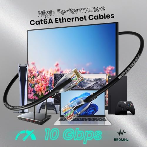 CableGeeker Cat 6A Slim Ethernet Cable 75ft, 10Gbps, Black - Image 3