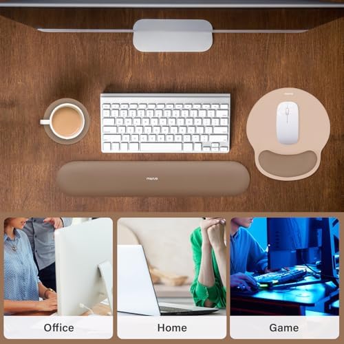 MOSISO Wrist Rest Support for Mouse Pad&Keyboard Set, Mocha - Image 6