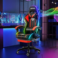 HOFFREE RGB Gaming Chair with Speakers Massage LED Lights Game Chair-Red | Bluetooth Computer Gaming Chair with Footrest Video Game Chair for Adults Ergonomic High Back Gamer Chair with Lumbar Support by HOFFREEOfficial