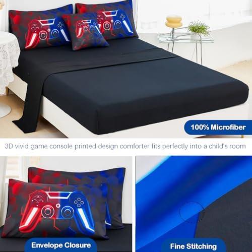 URBONUR Gamer Queen Comforter Set for Teen Boys 6-Piece Kids Bed-in-a-Bag - Image 6