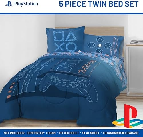 Jay Franco Kids Bed Set, Blue, PlayStation, 5 Piece Twin - Image 2