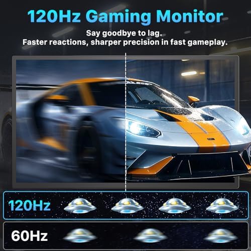 Upperizon Portable Monitor 21.5 inch FHD 110% sRGB 120Hz IPS HDR HDMI USB-C Travel Monitor for Laptop MacBook PC Surface PS5 Xbox, Large External Display with Kickstand & Speakers, VESA Compatible - Image 4