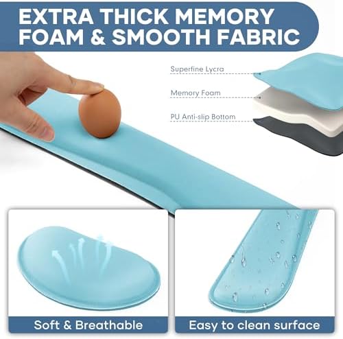 Office Ergonomic Memory Foam Computer Mouse and Keyboard Wrist Rest pad Support Carpal Tunnel, Wrist Rest for Keyboard and Mouse, Wrist Support Set - Image 5