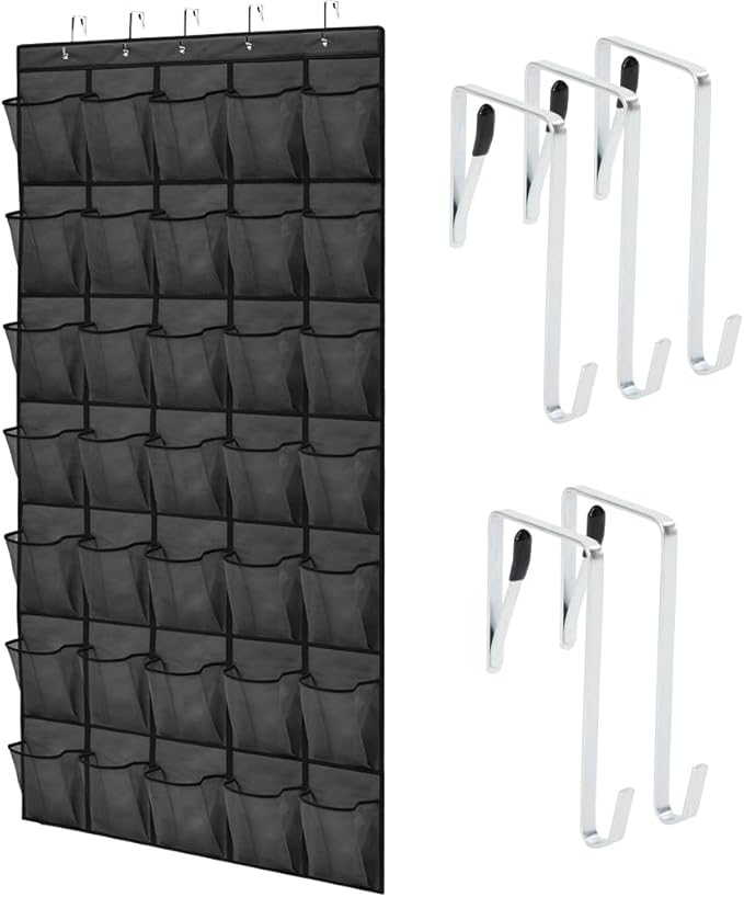 GORILLA GRIP Over the Door Shoe Organizer, 35 Large Pockets, Black by Unknown